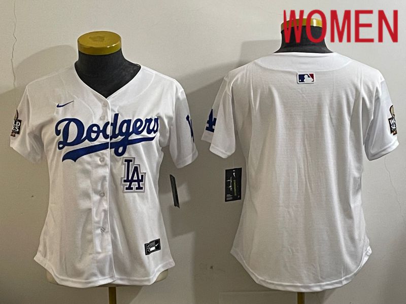Women Los Angeles Dodgers Blank White Game 2024 Nike MLB Jersey style 112111->women mlb jersey->Women Jersey